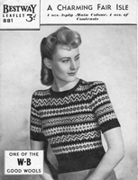 vintage fair isle ladies jumper knitting pattern from 1940s