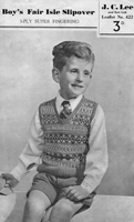 vintage childs slip over in fair isle knitting pattern from 1940s