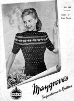 vintage ladies fair isle jumper knitting pattern from 1940s