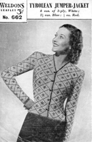 vintagte tyrolean Jacket Jumper knitting pattern from 1940s