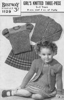 vintage girls jumper and skirt set 1940s knitting pattern