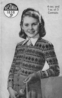 vintage girls fair isle cardigan knitting pattern 1940s