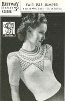 vintage 1940s vintage fair isle  ladies jumper knitting pattern