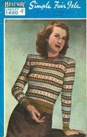 1940s vintage fair isle ladies jumper knitting pattern
