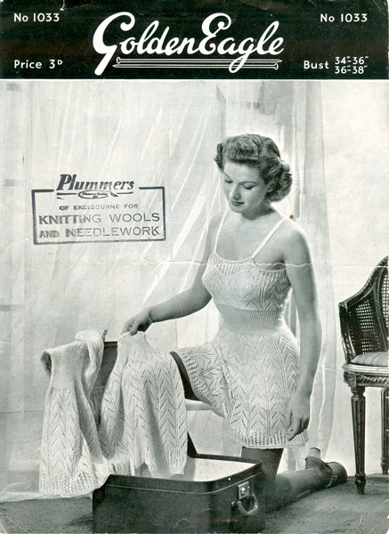 1940's Pretty Vest with French and Directoire Knickers PDF Knitting Pattern  34 Bust