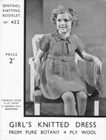 vintage sentinel girls dress vintage knitting pattern 1930s
