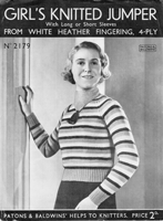 girls 1920s stripe jumper knitting pattern 