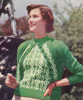 vintage knitting pattern for ladies twinset with fair isle from 1940s