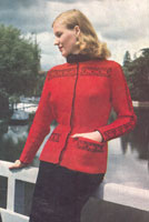 vintage ladies jacket knitting pattern with fair isle trim from 1940s