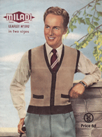 vintage mens knitting pattern for waistcoat 1940s