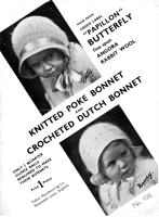 vintage baby bonnets in angora knitting pattern from 1910
