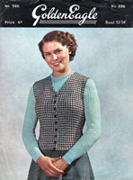 vintage ladies tweed waistcoat and jumper knitting pattern from 1950s Golden Eagle 996