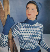 vintage stitch craft knitting patten for fair isle jumper set 1947