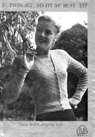 vintage ladies fair isle knitting pattern for a jumper from 1940s patons 257 cardigan to match twin set in fair isle