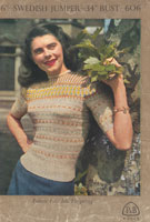 vintage ladies stunning fair isle jumper knitting patten form 1940s