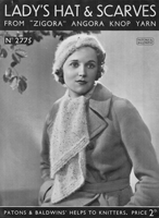 ladies hat and scarf knitting pattern in angora form 1920s