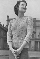 vintage ladies jumper knitting pattern with cable from 1940s