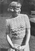 vintage ladies knitting pattern with angora stripes from 1940s