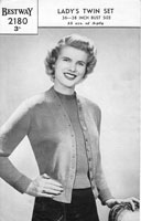 vintage ladies twin set knitting pattern from 1940s