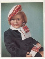 vintage bereet set in fair isle knitting pattern 1945