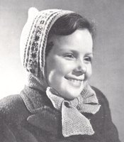 vintage fair isle hood  knitting pattern 1946