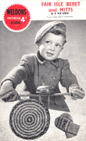 vintage beret knitting pattern from 1940 for child