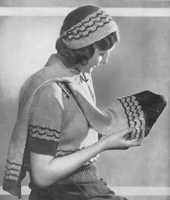 vintage fair isle jumper hat ans scarf knitting pattern from 1930s