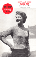 ladies twin set knitting pattern in alacy design from 1940s