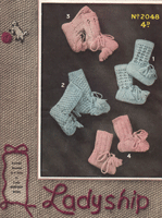 vintage bootees knitting pattern from 1940s