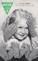 vintage knitting pattern fro gloves for toddler young child from 1940s