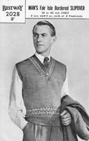 vintage sleeveless tank top with fair isle border vintage knitting pattern for man 1940s