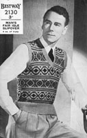 vintage 1940s mens fair isle knitting pattern for slip over tank top 