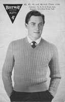 vintage mens jumper knitting pattern 46 inch chest 
