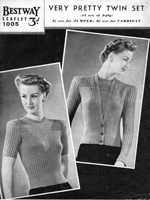 vintage bestway 1005 twinset knitting pattern 1940