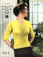 ladies v neck jumper vintage knitting pattern gearge lee 1031 from 1950s