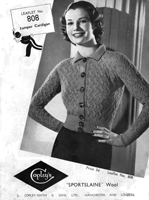 vintage coples knitting pattern no 808 cardigan 1930s