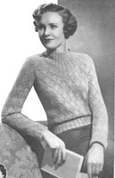 vintage ladies knitting pattern for jumper with either tut=rtle neck or polo to fit 35 inch bust from 1936