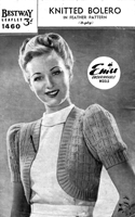 vintage ladies 1940s bolero knitting pattern