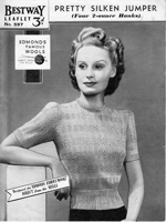 vintage knitting pattern for ladies jumper early 1940s