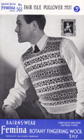 vintage mens fair isle knitting pattern tank top slip over 1930s