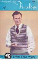mens vintage knitting pattern fair isle tank top slip over 1940s