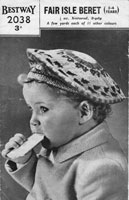 vintage knitting pattern for babies beret 1930s