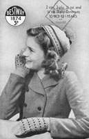 vintage knitting pattern for young girls hat and gloves in fair isle 1940s