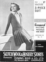 vintage  grils skirt jumper cardigan knitting pattern 1930s