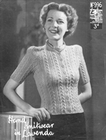 vintage ladies jumper cardigan knitting patten form 1930s