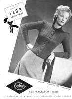 vintage ladies jacket knitting pattern from 1930s