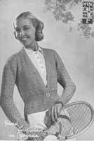 vintage ladies 1930 sparts cardigan knitting pattern