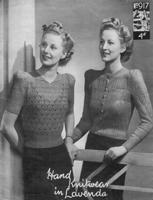 vintage ladies jumper and cardigan knitting pattern 1940s