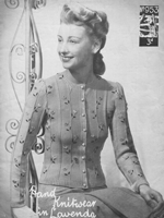vintage ladies cardigan with embroidery 1940s knitting pattern