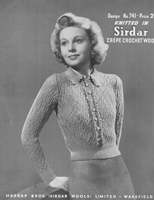 vintage ladies cardigan jumper knitting pattern from 1940s